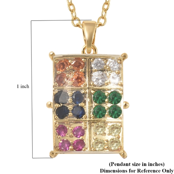 Jewelry - GOLD PLATED STERLING SILVER MULTI COLOR SIMULATED DOPAMINE NECKLACE